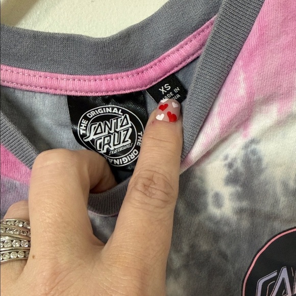 Santa Cruz Skateboards Kids T-Shirt - Pink and Black Tie-Dye - Picture 2 of 2